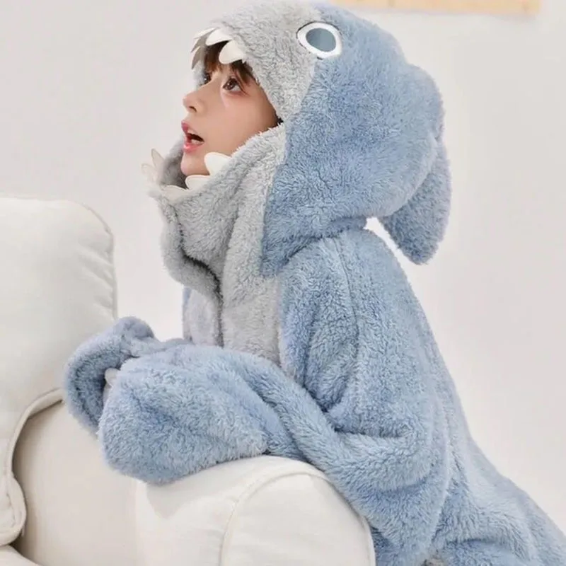 Зимние фланелевые детские комбинезоны для девочек и мальчиков, одежда для младенцев, пижамы, детские комбинезоны, подарки, цвет сине-серого, женская утолщенная домашняя одежда