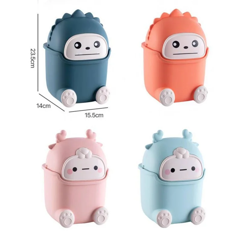 Kawaii Mini Trash Can Desktop Garbage Bin Home Office Rubbish Bin Cartoon Cute Waste Dustbin Household Kids Room Decoration