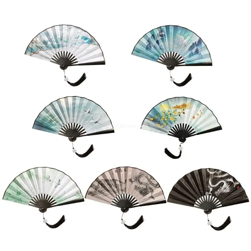 Chinese Painting Plastic Folding Fan Hand Fan Dance Performances Handhelds Fan Dropship