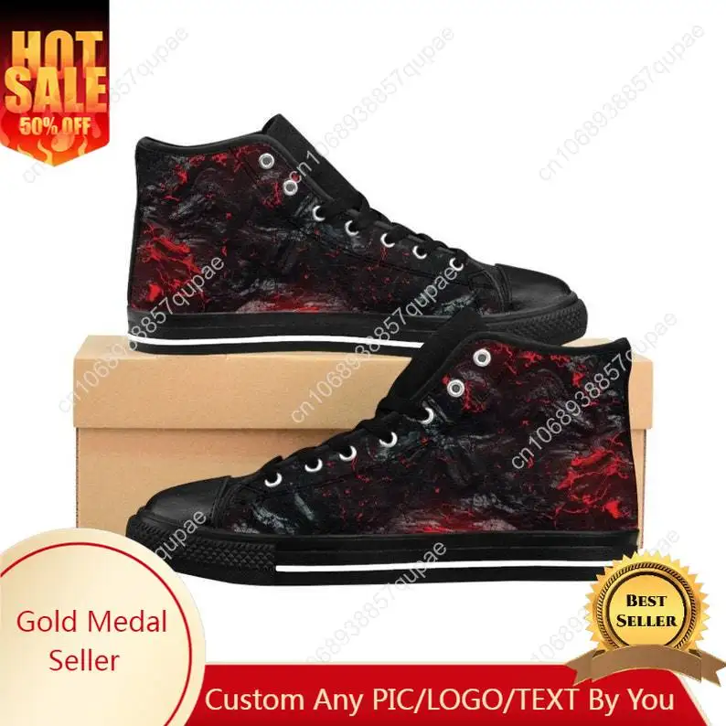 Vampire Lava Burning Embers Halloween High Top Sneakers Mens Womens Teenager Canvas Sneaker Casual Couple Shoes Custom Shoe