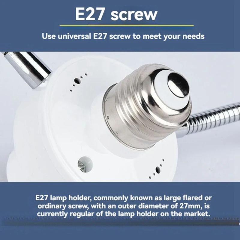 Adaptador divisor de bombilla LED E27, soporte de luz ajustable, convertidor de enchufe para exposiciones de oficina en casa, soporte de luz de 3 cabezales