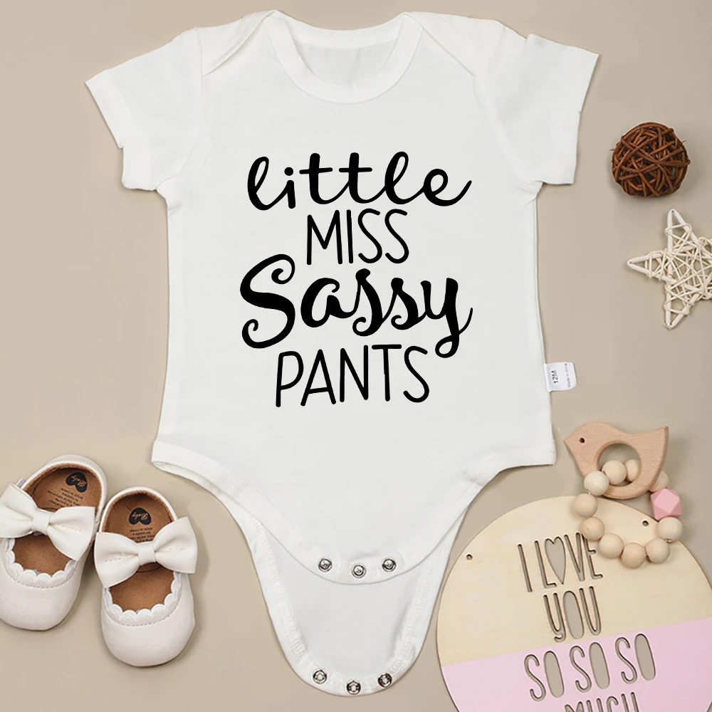 Little Miss Sassy Pants Fun Cute Baby Girl Clothes Onesie Cotton Soft High Quality Toddler Jumpsuit Summer Casual Versatile