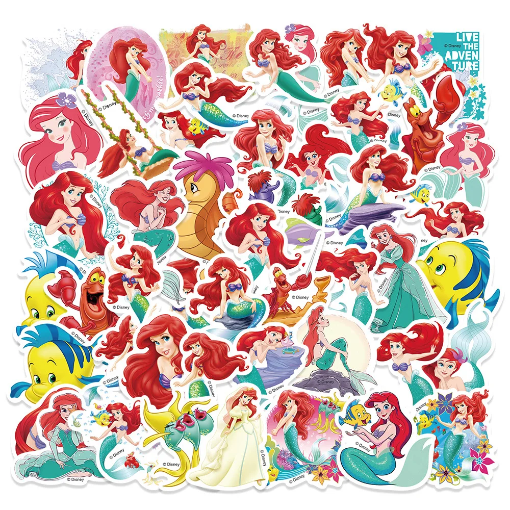 10/50Pcs Disney The Little Mermaid Ariel Princess Stickers Aesthetic Graffiti Decals For Kids Laptop Luggage Skateboard Sticker