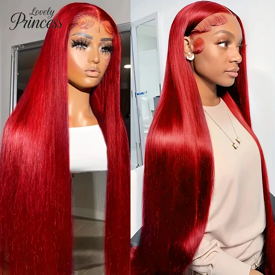 

Hot Red Bone Straight 13X6 Hd Lace Frontal Human Hair Wigs For Women Brazilian Pre Plucked Burgundy Colored Lace Front Wigs