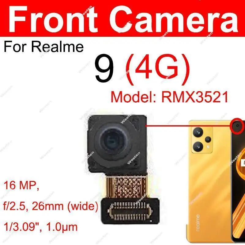 Rear Primary Front Camera For Realme 9 9i 4G 5G Back Main Front Selfie Module Flex Cable Replacement Parts