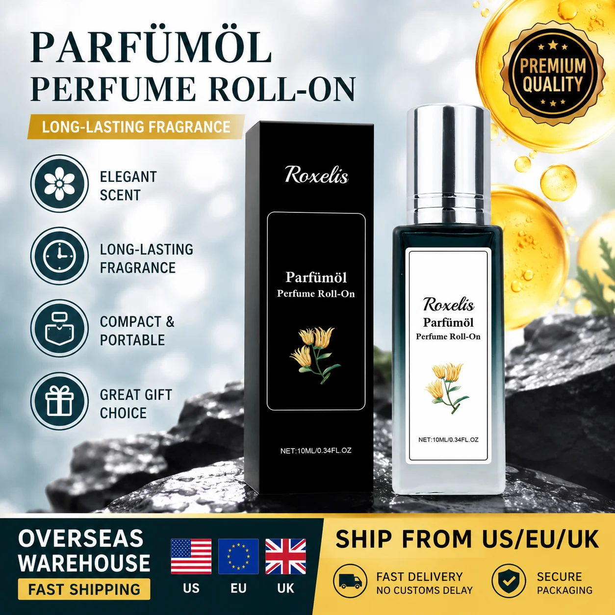 10ml Men Roll-On Perfume Oil Long Lasting Fragrance Portable Travel Size Masculine Scent Cologne Oil Overseas Warehouse