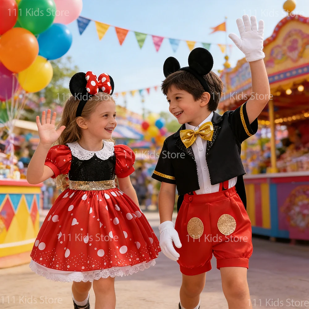 Boys and Girls Summer Dress Up Toddler Cartoon Mouse Cosplay Costume Baby Clothes Sets for Children Summer Suit with Accessory Boys and Girls Summer Dress Up Toddler Cartoon Mouse Cosplay Costume Baby Clothes Sets for Children Summer Suit with Accessory