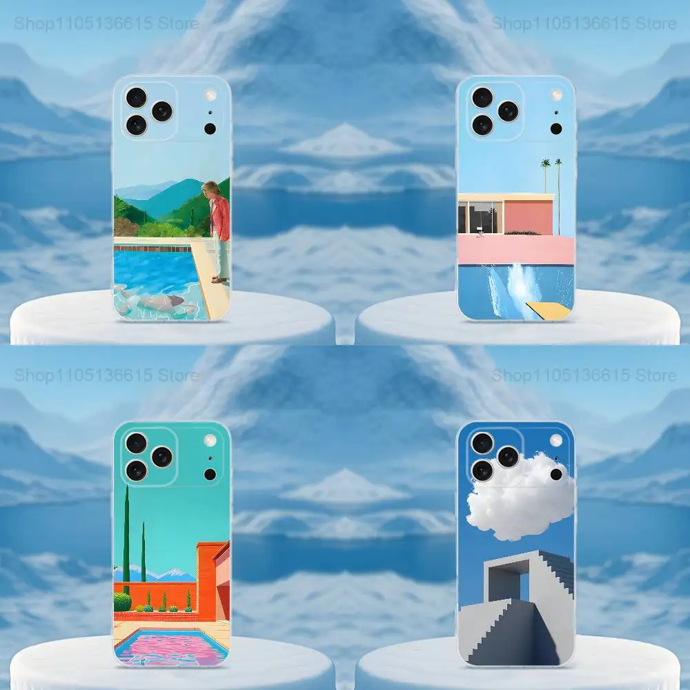 

D-David Art H-Hockney Phone Case For iPhone 16,15,14,13,12,11,17 Pro,Max,Plus,X,XS,XR,SE,Mini Transparent Soft Cover