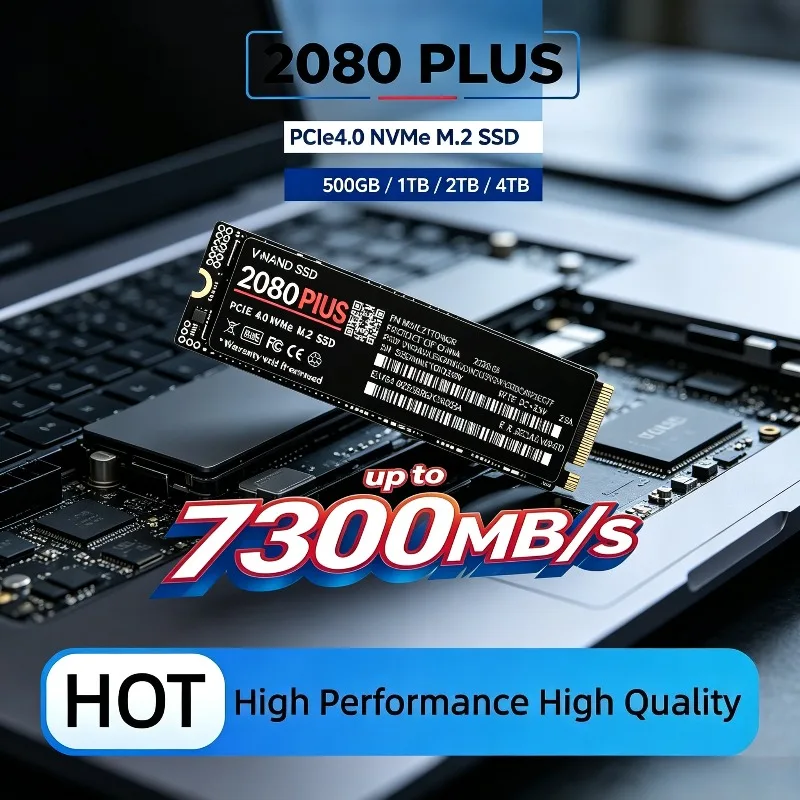 2080 PLUS PCIe4.0 X4 NVMe M.2 2280 Internal SSD, 7300MB/s TLC 3D NAND 500GB-4TB Solid State Drive for PS5 & Desktop Gaming PC.