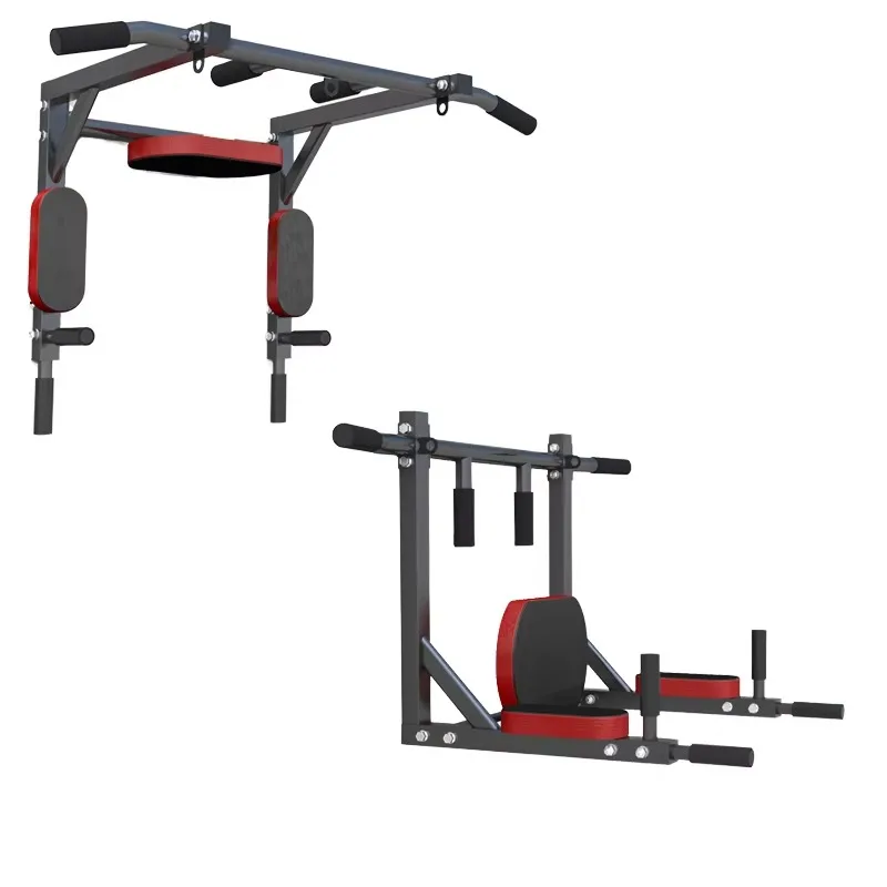 

All-in-One Home Gym Dip Station Wall-Mounted Chin up Pull Bar Stainless Steel for Bodybuilding Arm Triceps Chest Back Exercise
