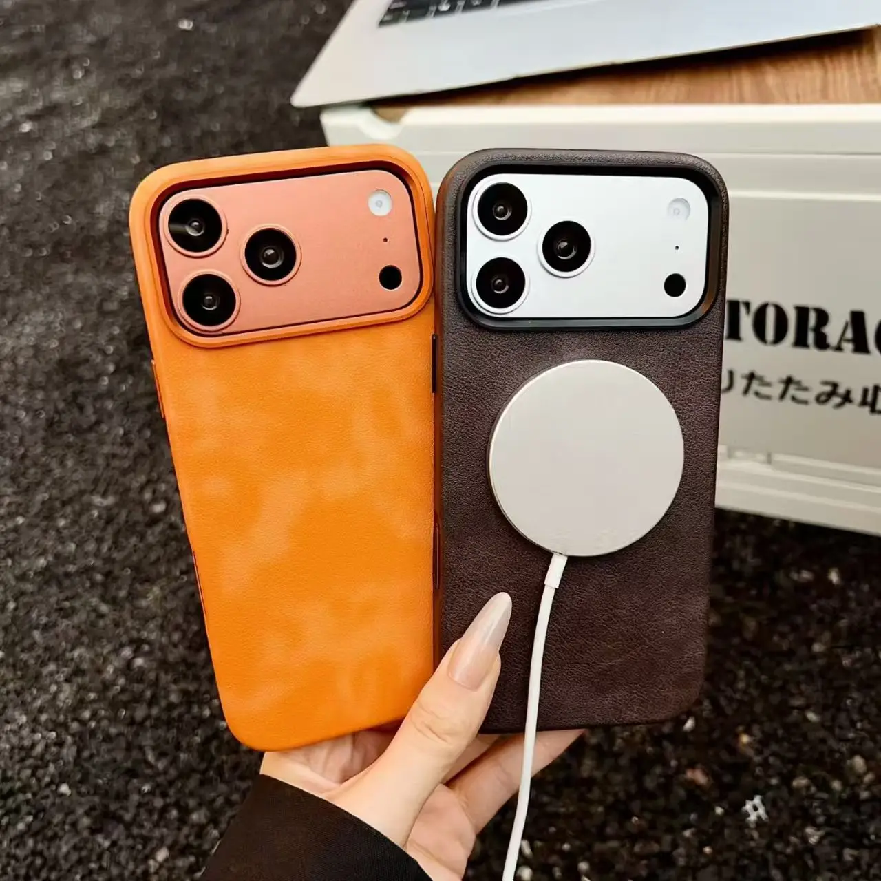 

High quality vintage leather phone case, suitable for iPhone 17 16 15 14 13 Promax MagSafe magnetic wireless charging back cover