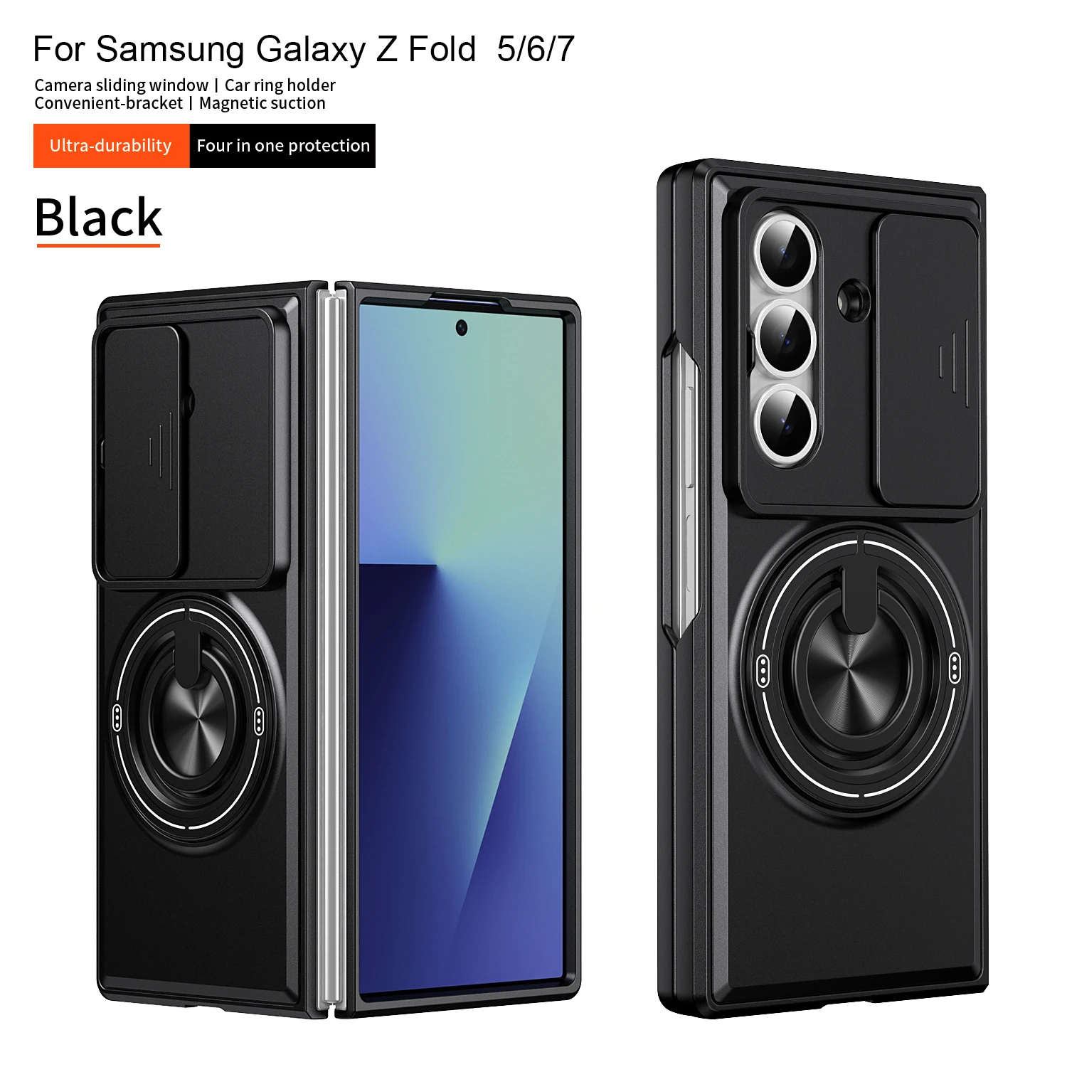 For Samsung Z Fold 8 Case Galaxy Z Fold 7 Cover Z Fold 4 5 6 Magsafe Magnetic Fold Holder Military Armor Camera Protection Cover