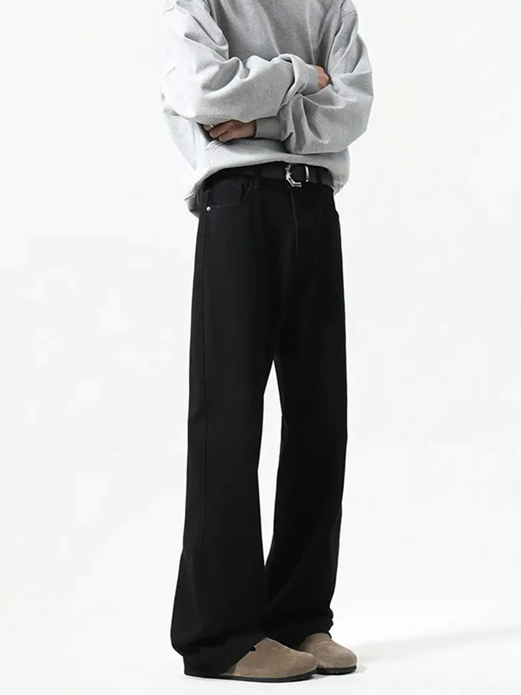 

Мужские джинсы-клеш Pure Bla, осенне-зимние, прямые, на подкладке, с высокой талией, облегающие, модные, повседневные, из хлопкового денима