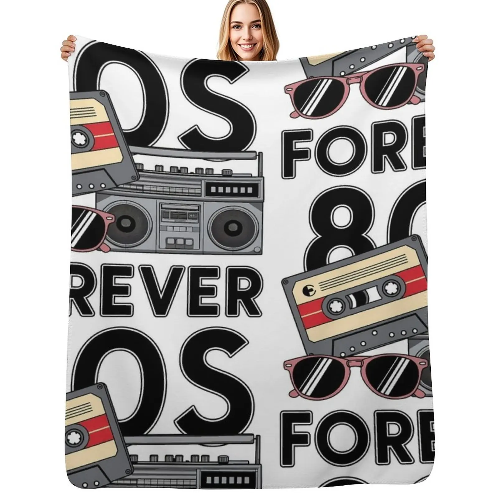 

80s Forever Throw Blanket Heavy Flannel Fabric Soft Plaid Blanket