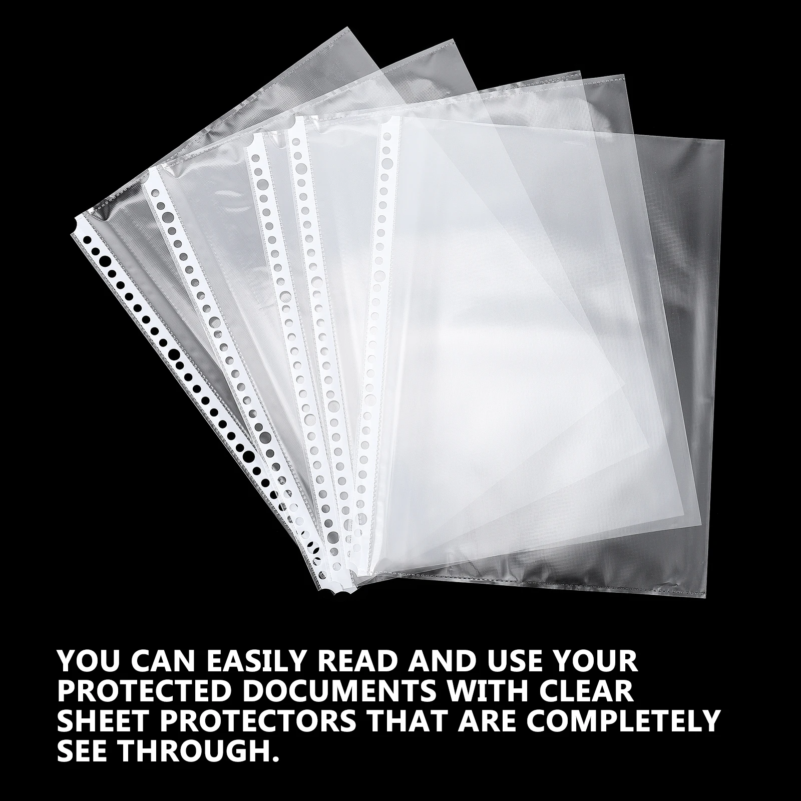 

100pcs Binder Pockets Clear Sheet Protectors A4 30-Hole File Protector For School Work Home Use Clear Binder Loose Leaf Bags