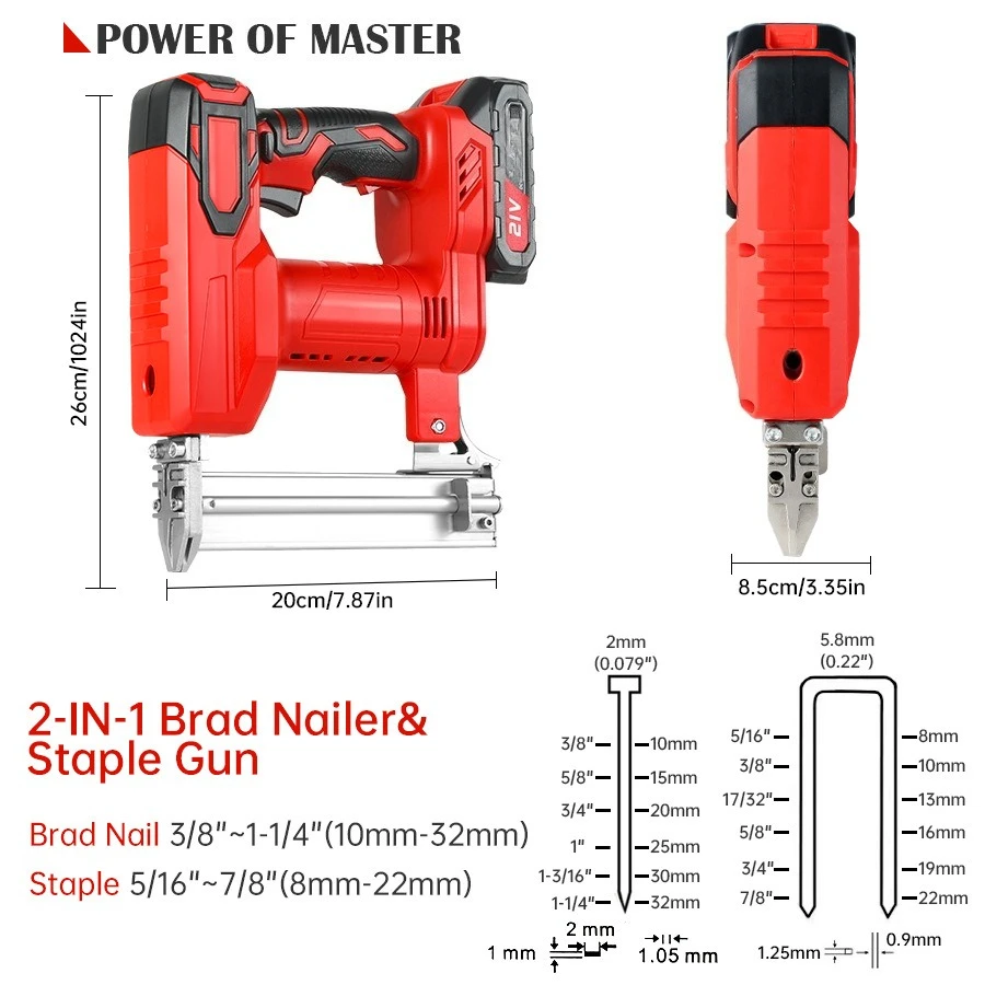 Cordless Nail Gun X-F32/9022, 2-in-1 Brad Finish Nailer