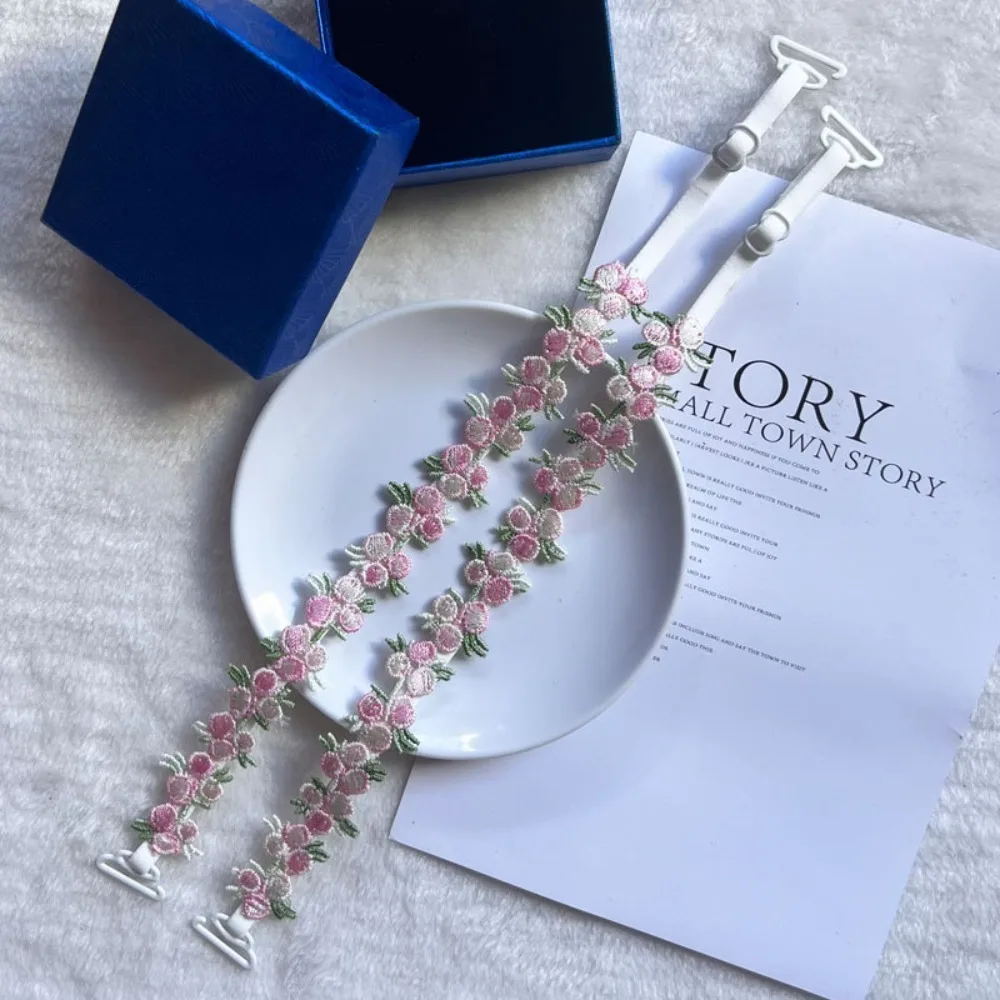 Removable Floral Bra Straps Anti-slip Adjustable Lingerie Strap Belt Elastic Flower Bra Straps Replacement Wedding Party Dress