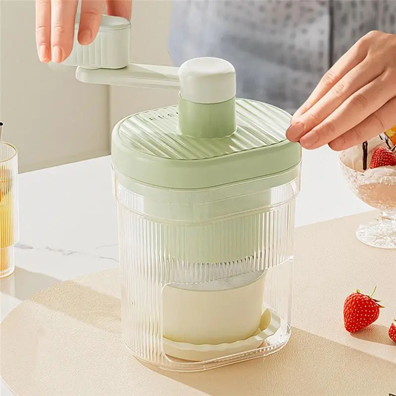ABKJ-Portable Mini Hand Crank Ice Crusher Ice Shaver With Ice Block Tray For Camping, Home Use - view 3