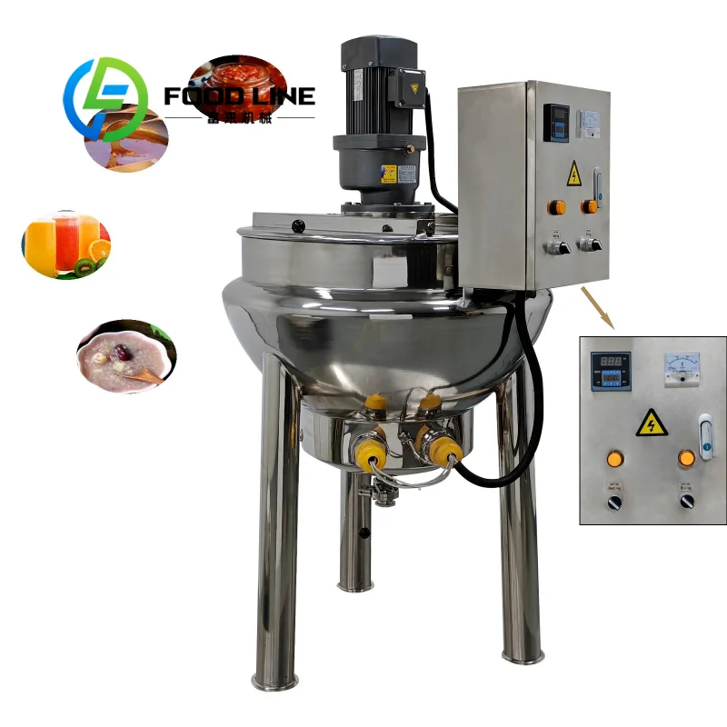 Industrial Electric Heating Jacketed Kettle Cooker Mixer 150L 200L 400L 800L Capacity for Dairy Factory Winery