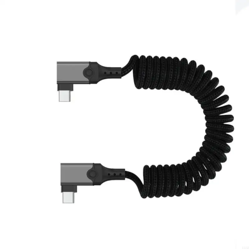 462B USB5 Spring Cable Male to Male Right Angle 240W Charging Capability 80Gbps Transmission 16K Display Support