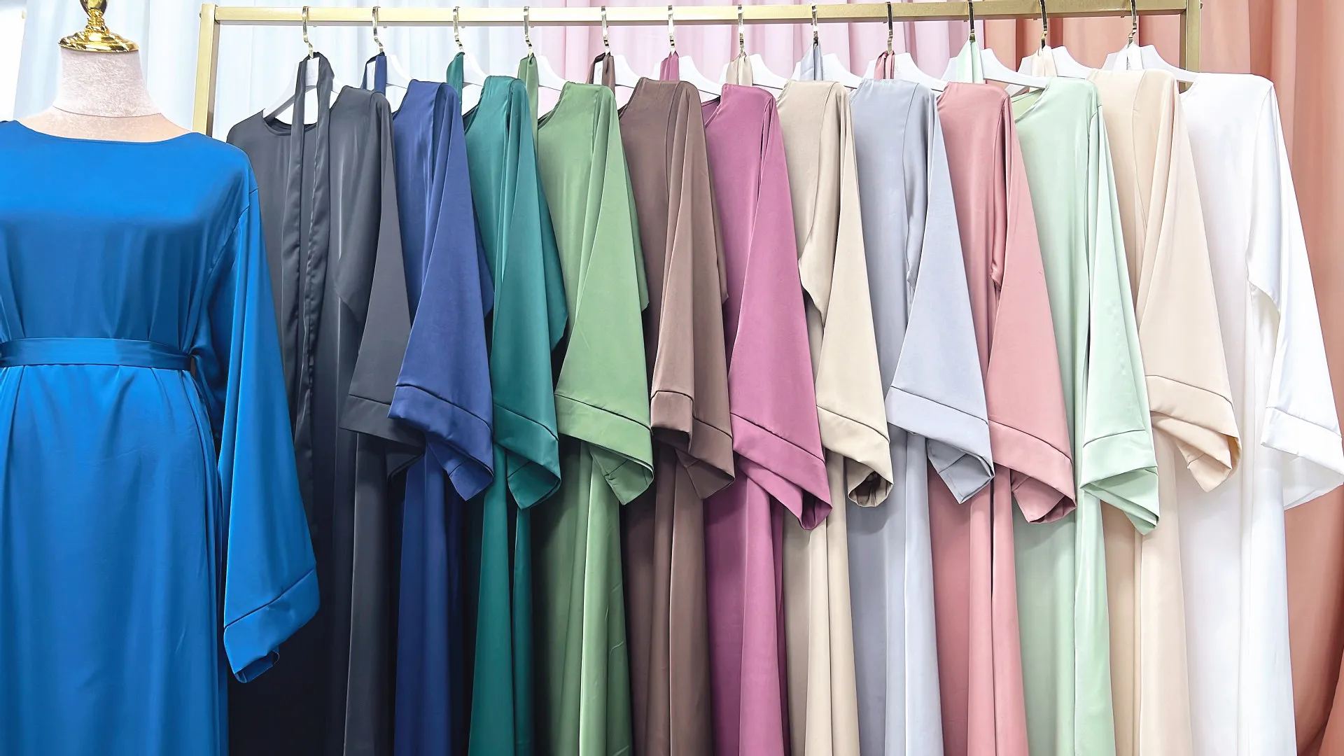 Regular-Fit Plain Stain Dubai Abaya Muslim Long Women Dress Modest Islamic Clothing Hijabi Robe-Long Wide Sleeves, Side Pockets