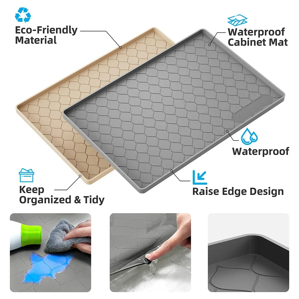 Under The Sink Silicone Mat Waterproof Kitchen Sink Mat Waterproof Kitchen Sink Mats Protectors Organizers And Storage 34\'\'x22\'\'