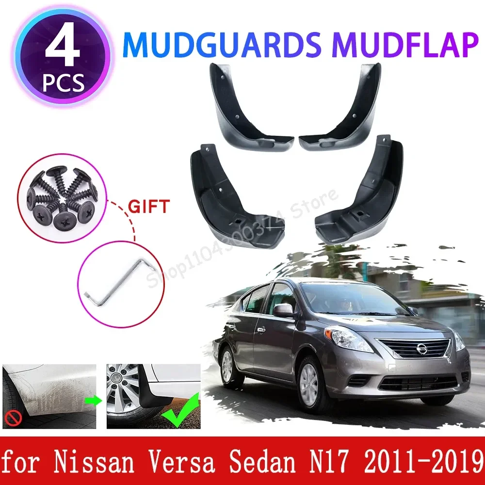 

4PCS for Nissan Versa Sedan N17 2011~2019 Mudguards Mudflaps Fender Mud Flap Splash Guards Accessories 2013 2015 2016 2017 2018