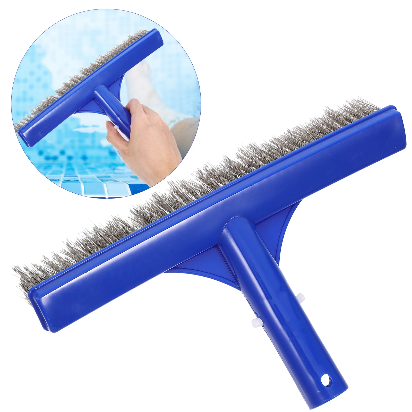 

Wire Pool Brush 10 Inch Steel Reinforced Heavy Duty Cleaning Walls Floor Corners Portable Metal Scrubber Tile Swimming Pools