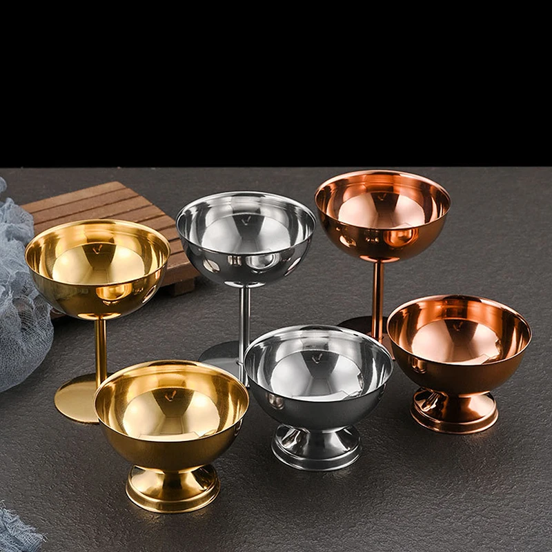 304 Stainless Steel Retro High-Foot Dessert Cup, Luxury Container for Ice Cream, Cocktails or Pudding, Hotel & Restaurant Grade