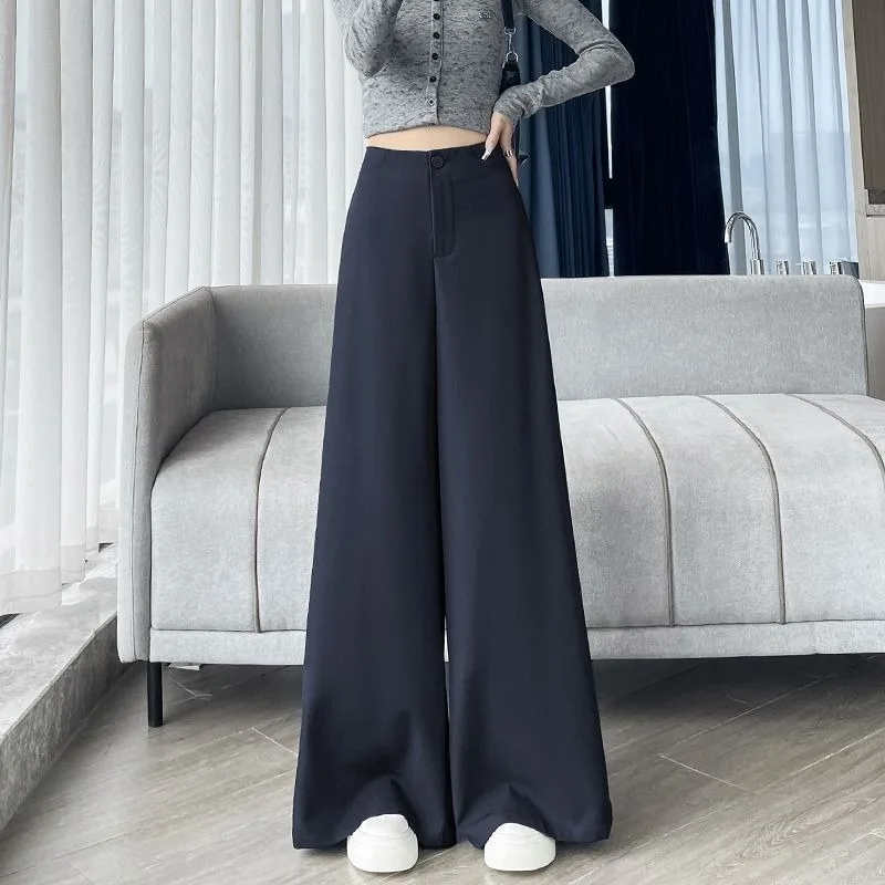 Women High Waist Suit Wide Leg Pants Draped Floor Trousers Slim Fit For Pear Shape Multiple Length Options