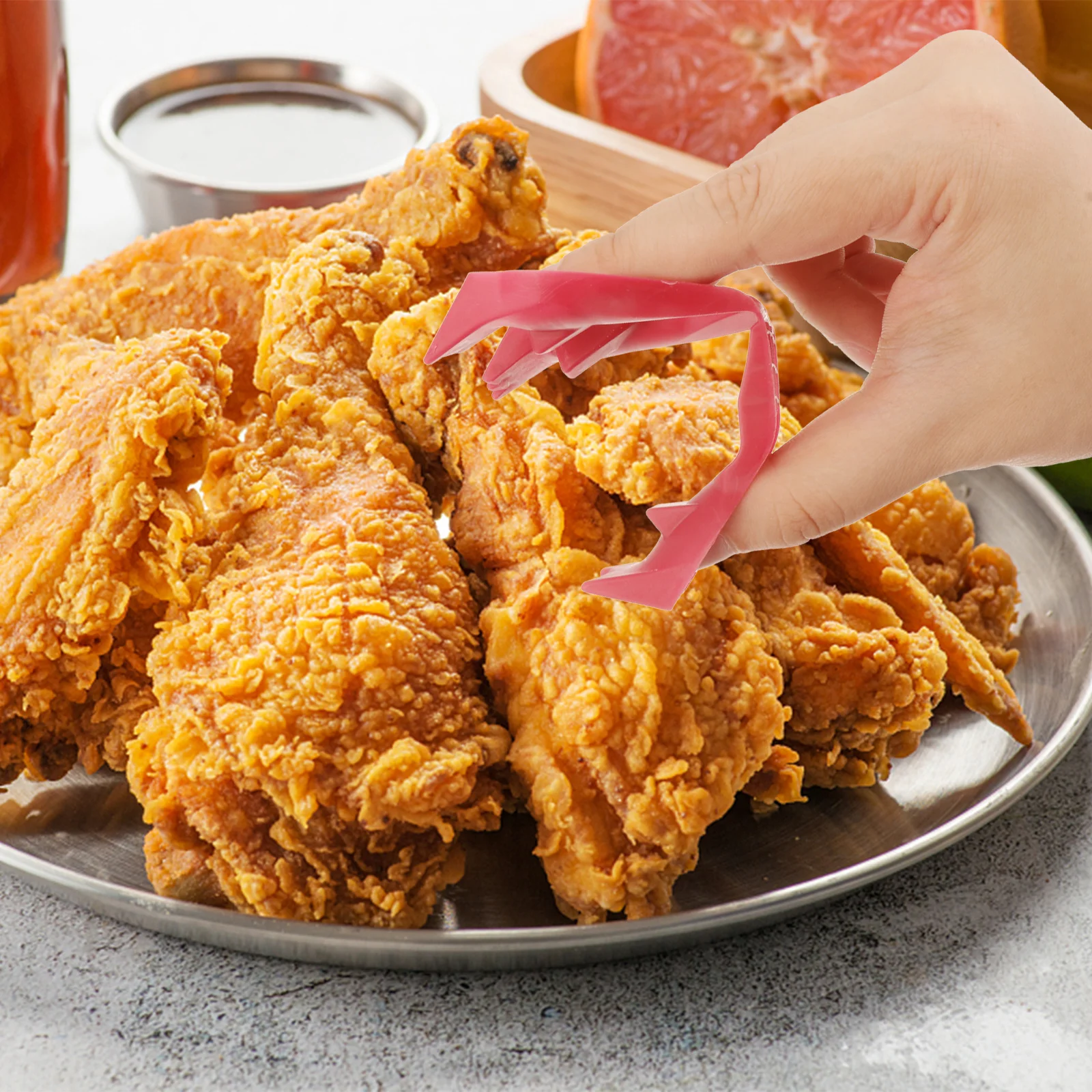 

12pcs Food Clips Plastic Finger Tongs For Ribs Chicken Wings Shatter-Resistant Eating Utensils Kitchen Buffet Party Tools
