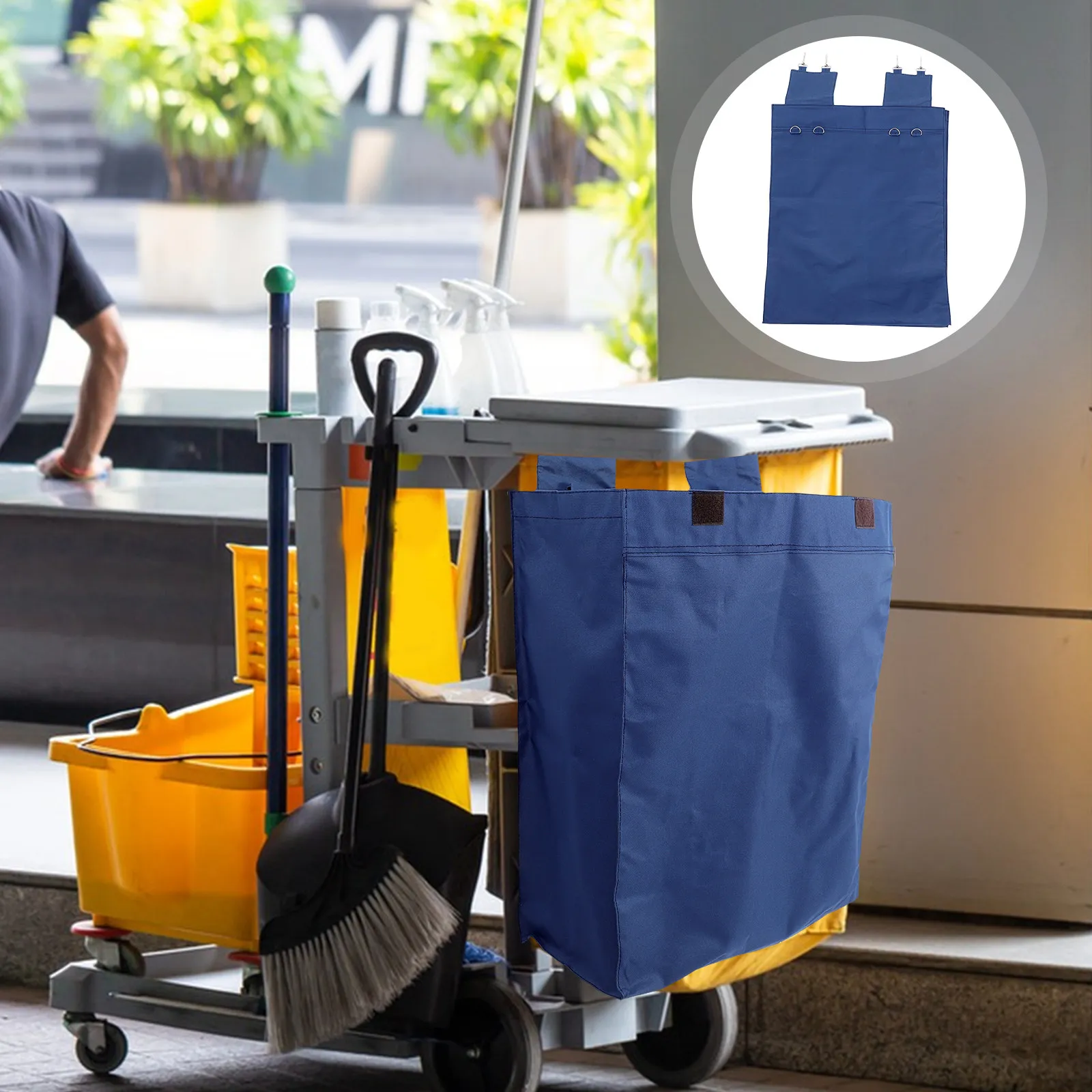 Durable Oxford Cloth Cleaning Organizer Bag Hanging Trash Bag for Housekeeping Cart Large Capacity Cleaning Supplies Organizer