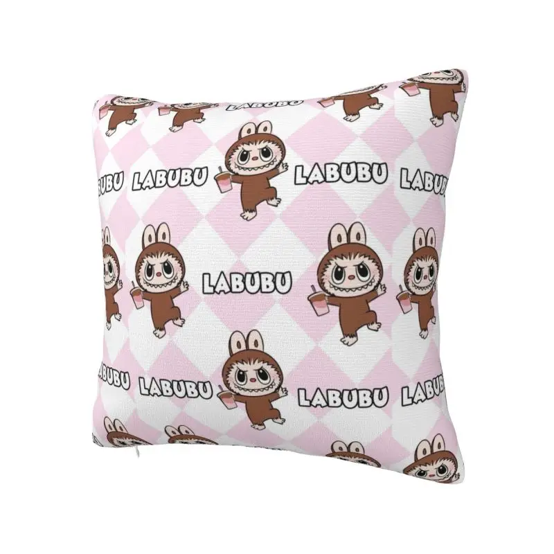 Custom Cartoon Labubu Cushion Cover Printing Square Throw Pillow Case for Car Pillowcase Home Decoration