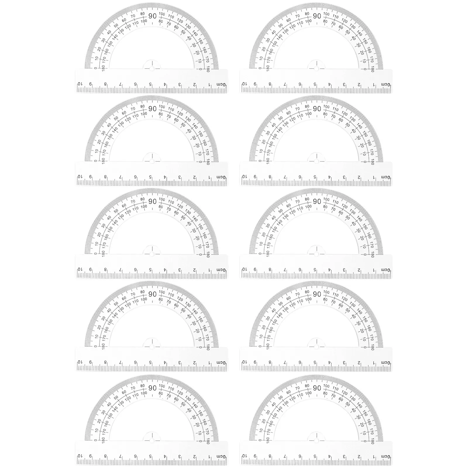 

10Pcs Half Circle Protractor Plastic Measuring Protractors Accurate Scale for School Office Drawing Drafting Math Angle Tool