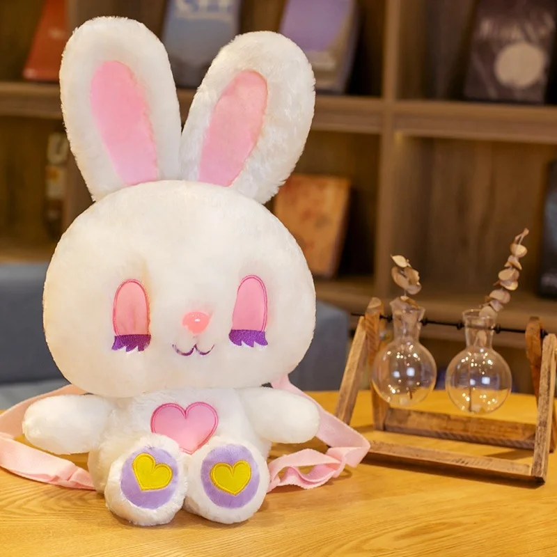 Rabbit Plush Backpack Kindergarten Cartoon School Bag Children\'s Coin Purse Fashion All-match Student Diagonal Bag