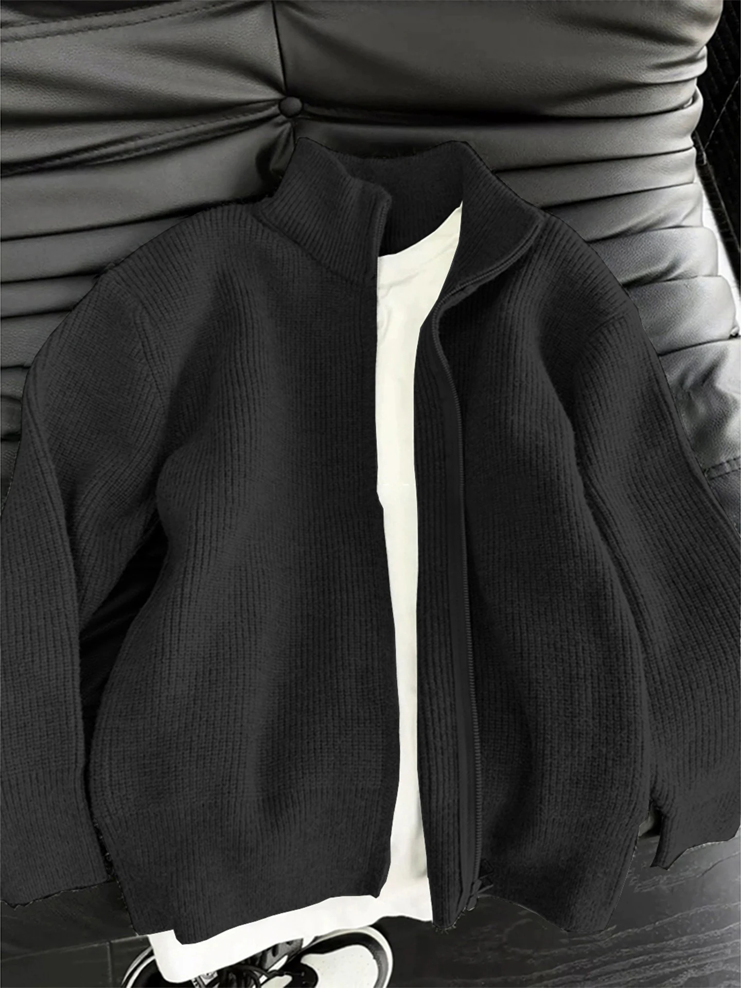 

Мужской вязаный кардиган Bla с воротником-стойкой, на молнии, приталенный, ветрозащитный, стандартный крой