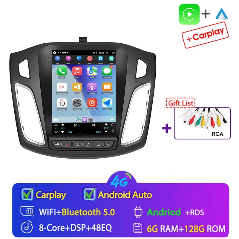 4G + WIFI Android 15 Stereo Voor Ford Focus 3 MK 3 2011-2017 2018 Auto Radio Multimedia Speler GPS 2din Carplay Auto DVD WIFI