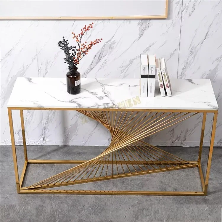 

Furniture Marble Console Luxury Metal Entrance Console