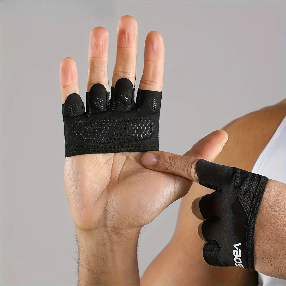 

Перчатки для тренировок с четырьмя пальцами для мужчин и женщин, с противоскользящим покрытием и дышащим дизайном, полупальцевые, для тяжелой атлетики, тренажерного зала, йоги, фитнеса