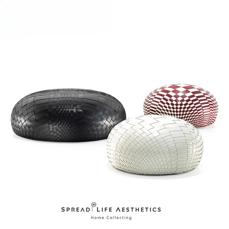 

Modern design creative personality woven leather round stool cushion seat stool living room bedroom home villa