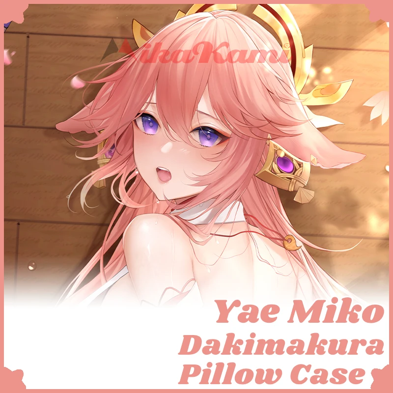 Yae Miko Dakimakura Genshin Impact Game Sexy Pillow Case Hugging Cushion Cover Full Body Pillowcase Home Bedding Decor Gift