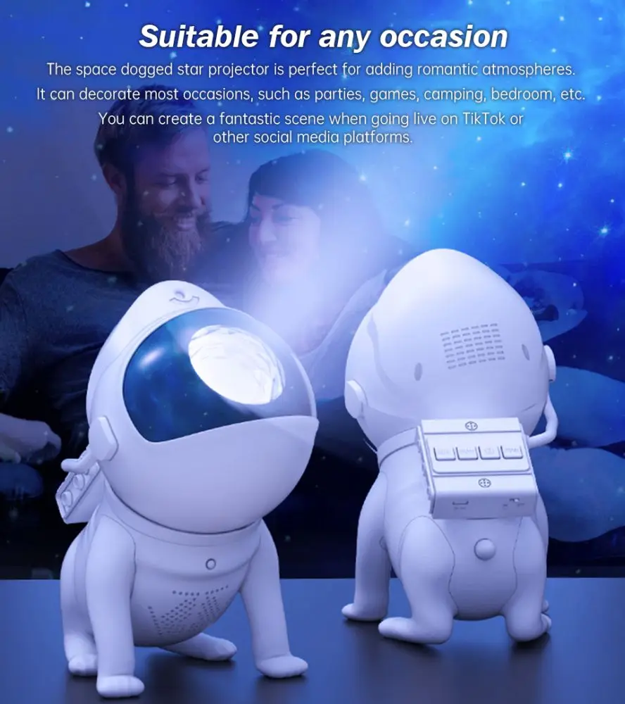 Cute Space Dog Tuya Smart Star Projector WiFi Night Light Galaxy Starry Sky LED Night Lamp Alexa Control Children Room Decor