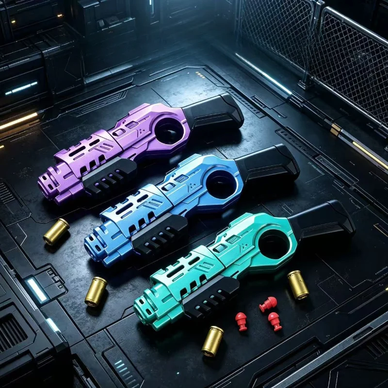 Portable Mini Manual Shell Ejecting Blaster Stress‑Relief Ring‑Shaped Grip Toy Gun Plastic with Bullet Shooting Game Model