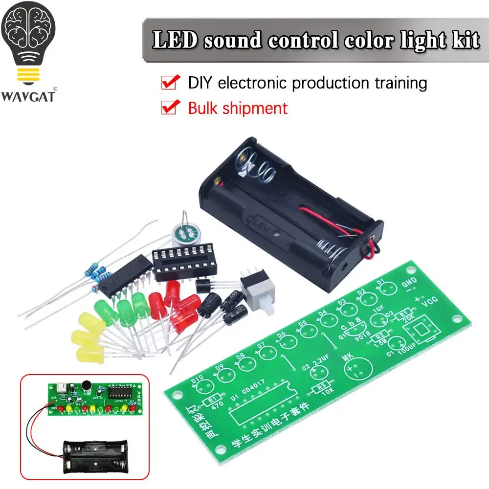 Electronic DIY Sound Control Flashing LED Music Colorful Light Lamp Voice Controlled Controller for Production Training Gift