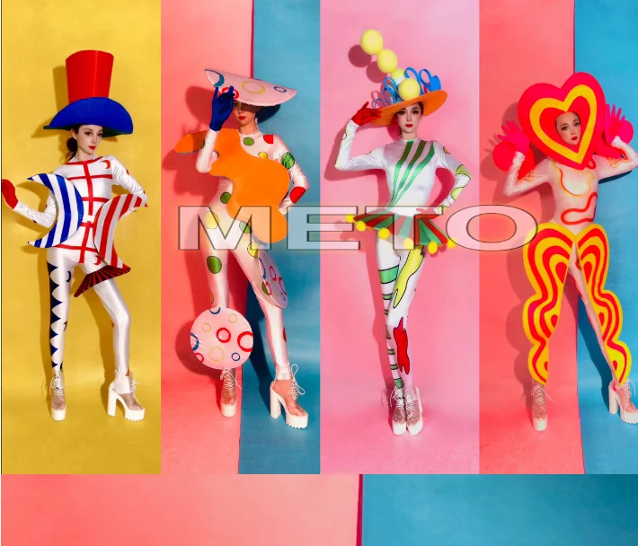 Halloween Christmas Bar Carnival Colorful Clown Tour Dance Performance Costume