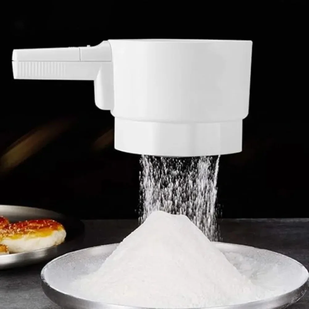 Handheld Electric Flour Sieve for Baking and Food Preparation 23.5 x 14.5 x 11 cm Compact Stainless Steel Mesh