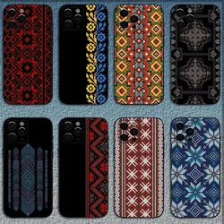 G-Ukraine Ornament pattern Phone Case For iPhone 16,15,14,13,12,11,Pro,X,XS,Max,XR,Plus,Mini Soft Black Cover