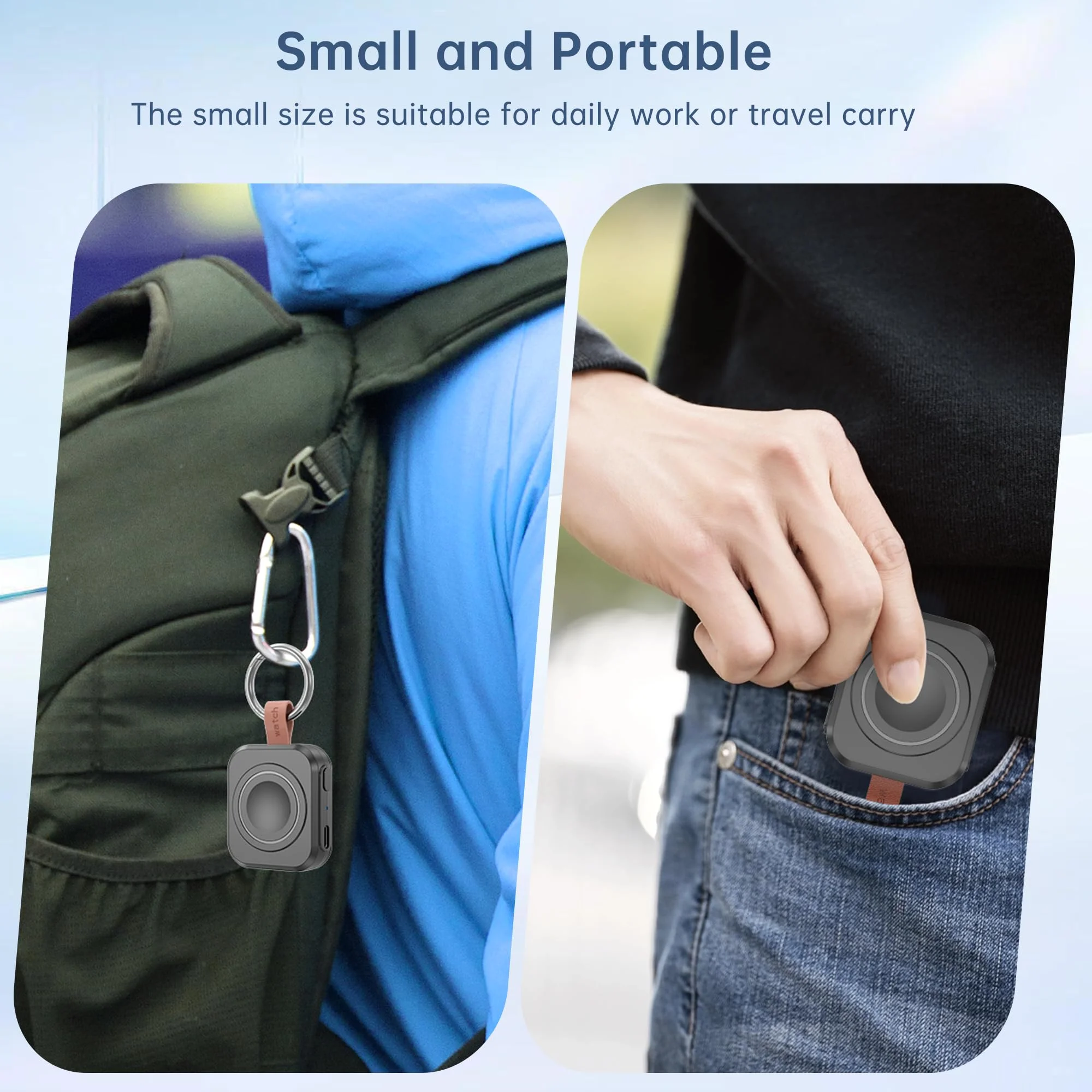Portable Wireless Charger for Apple Watch, 1200mAh Power Bank Smart Keychain, Magnetic iWatch Charger for Apple Watch Series 8,7,6,5,4,3,2,SE - view 7