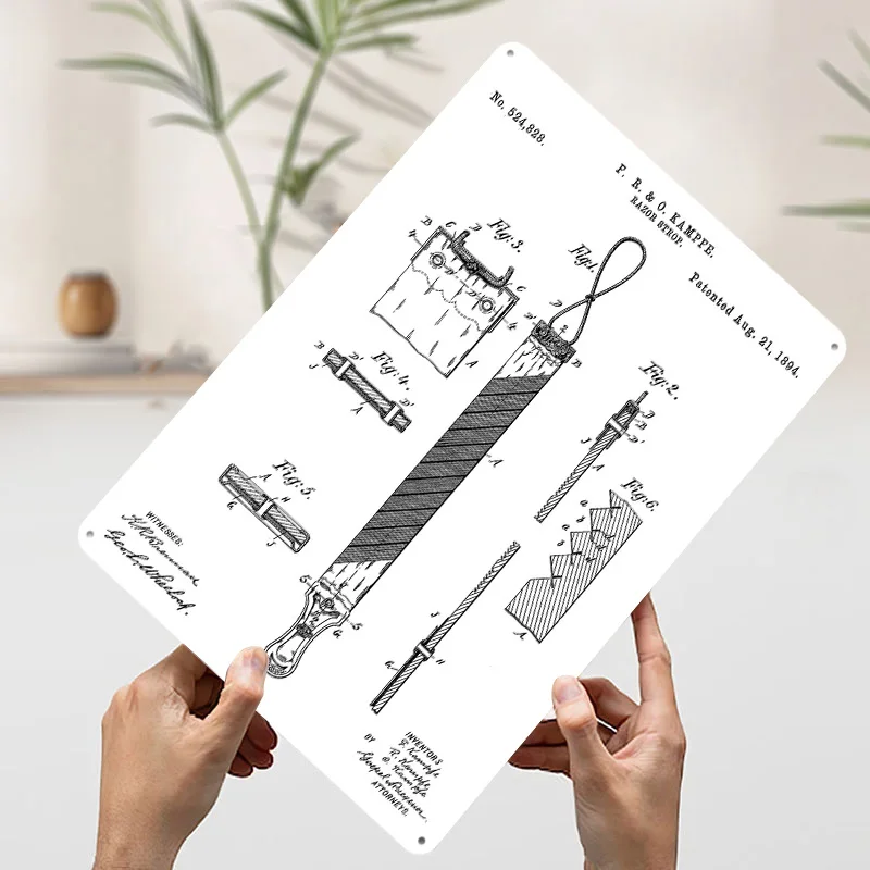 الحلاقة ستروب براءات الاختراع التوضيح تين تسجيل الجدار ملصق فني صور جدار ديكور خمر علامات معدنية الرجعية لعناصر الديكور المنزل