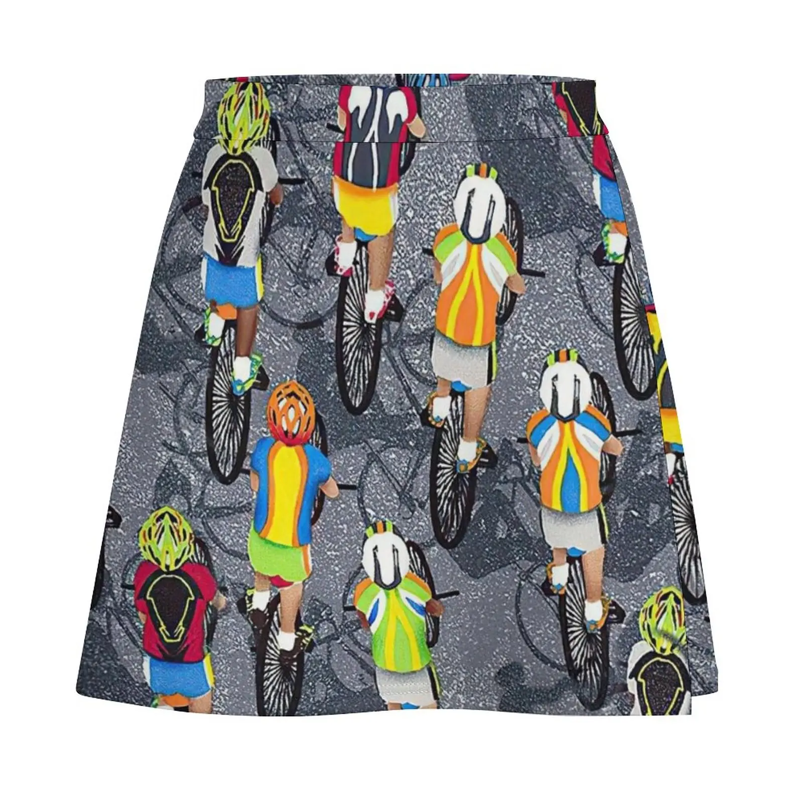 Cyclists On Asphalt Mini Skirt women clothes short skirt for women